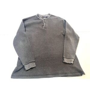 Vintage 3Sixty5 365 Mens Waffle Henley Thermal Shirt Large Long Sleeve Gray
